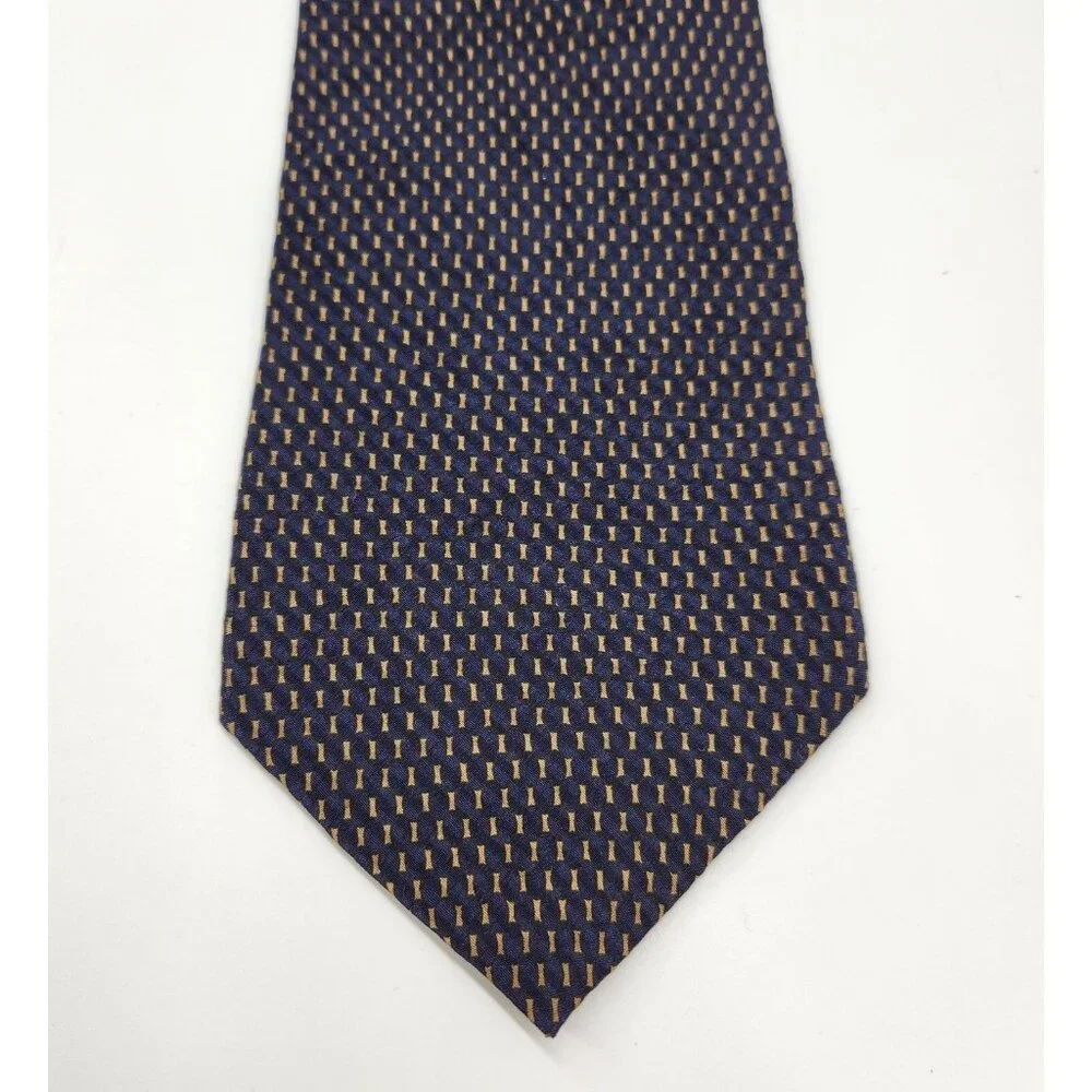 Kenneth Cole‎ Blue Gold Geometric Men's Neck Tie Silk EUC